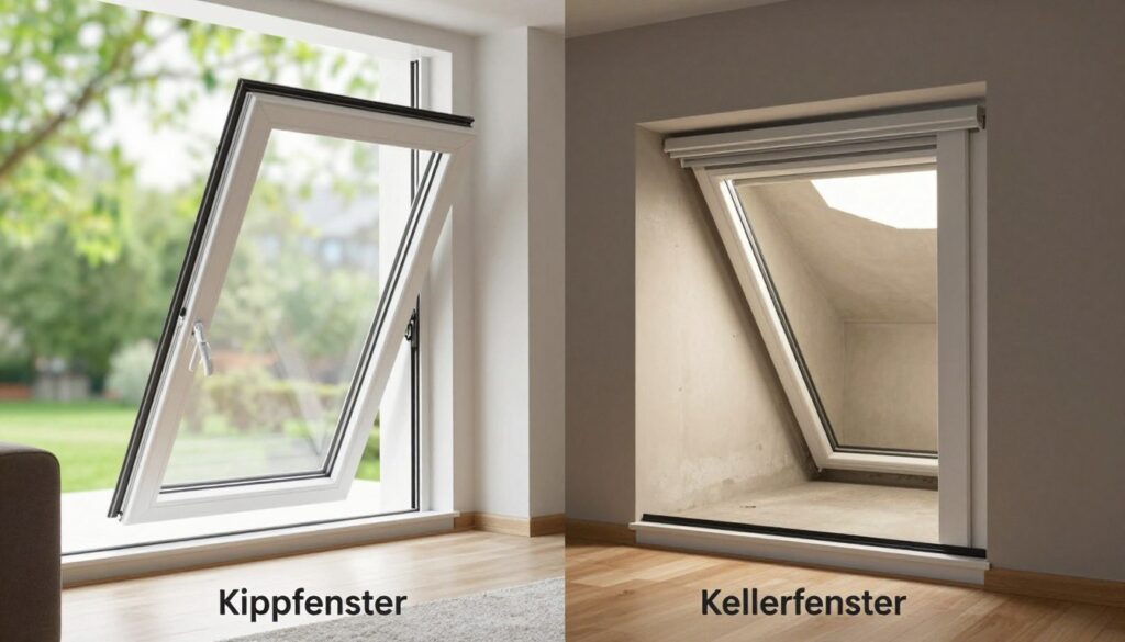 Kippfenster und Kellerfenster im Vergleich