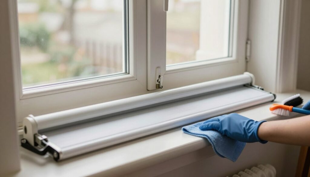 Pflege und Wartung von Rollladen am Zwei Flügel Fenster